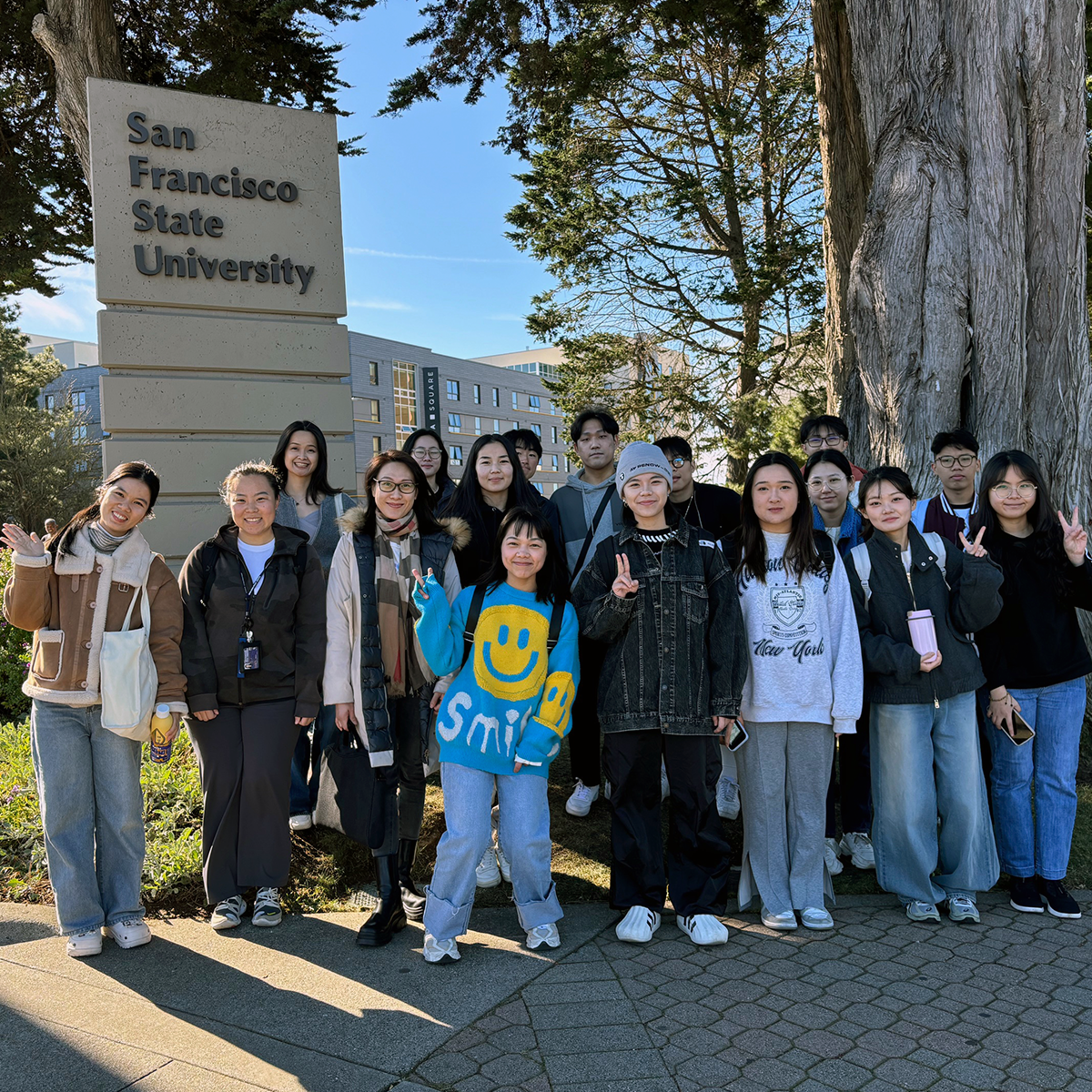 International students at the SFSU sign