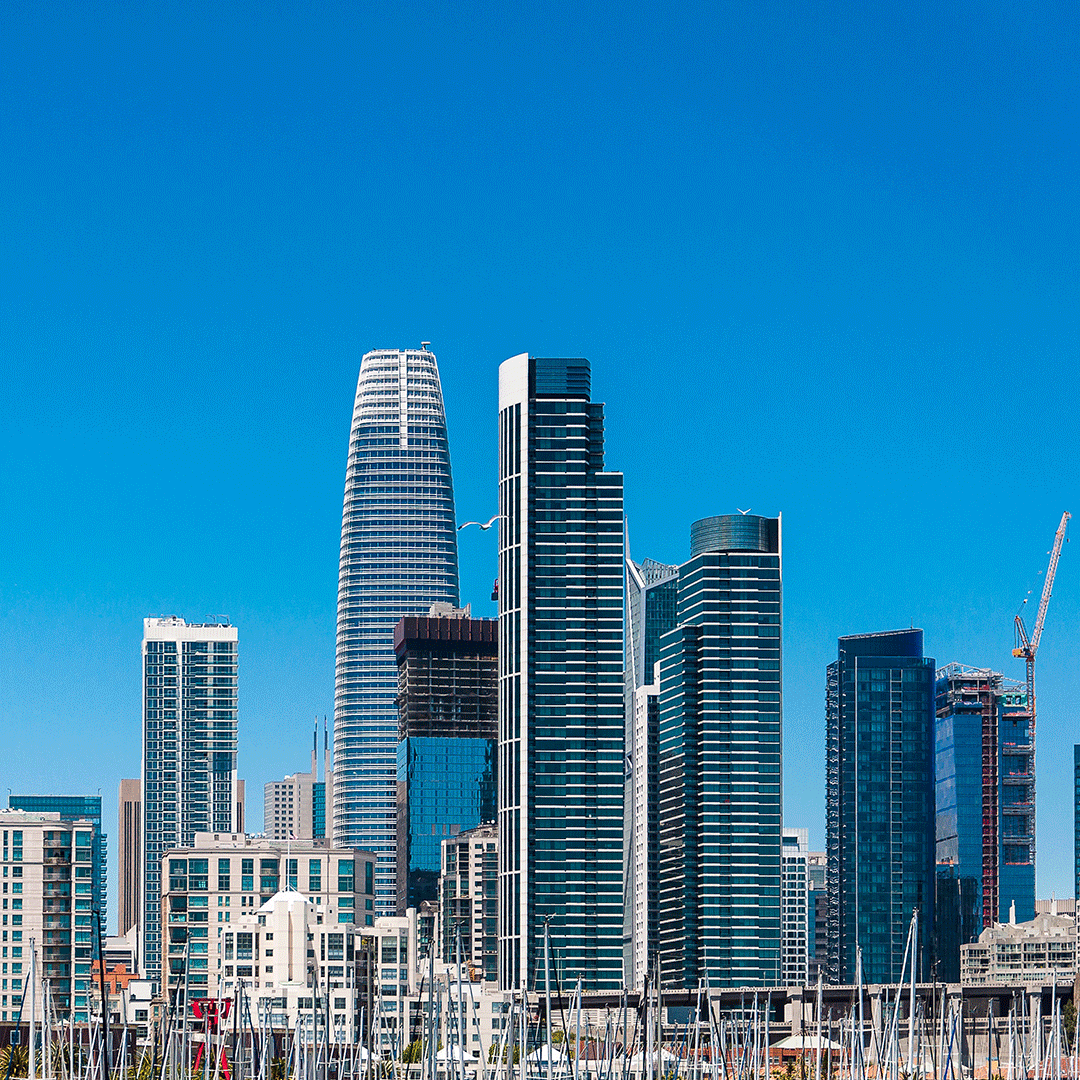 View of San Francisco's Salesforce Tower from the marina