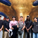 International students at the Treasures of the Pharaohs museum exhibit