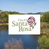 City of Santa Rosa logo over a landscape and water background