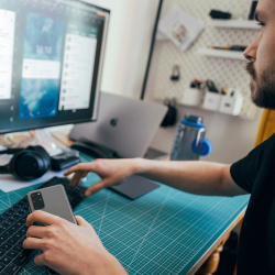 Application designer working on a computer