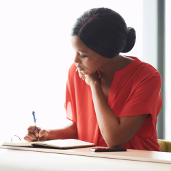 Woman taking a test